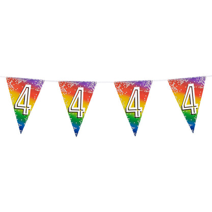 Guirlande Anniversaire Chiffre 4 Arc-en-Ciel - 6 Fanions