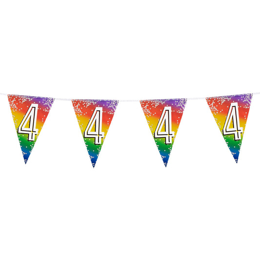 Guirlande Anniversaire Chiffre 4 Arc-en-Ciel - 6 Fanions