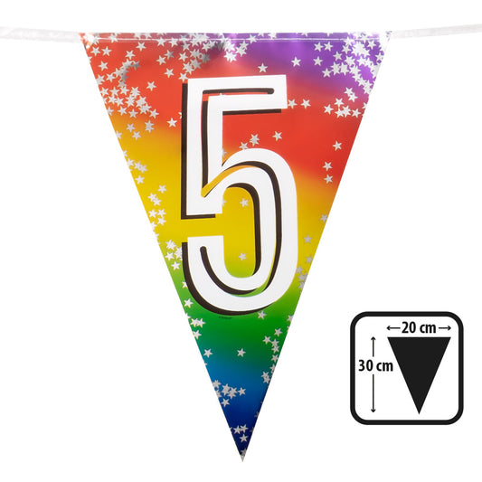 Guirlande Fanions Anniversaire Chiffre 5 Arc-en-ciel