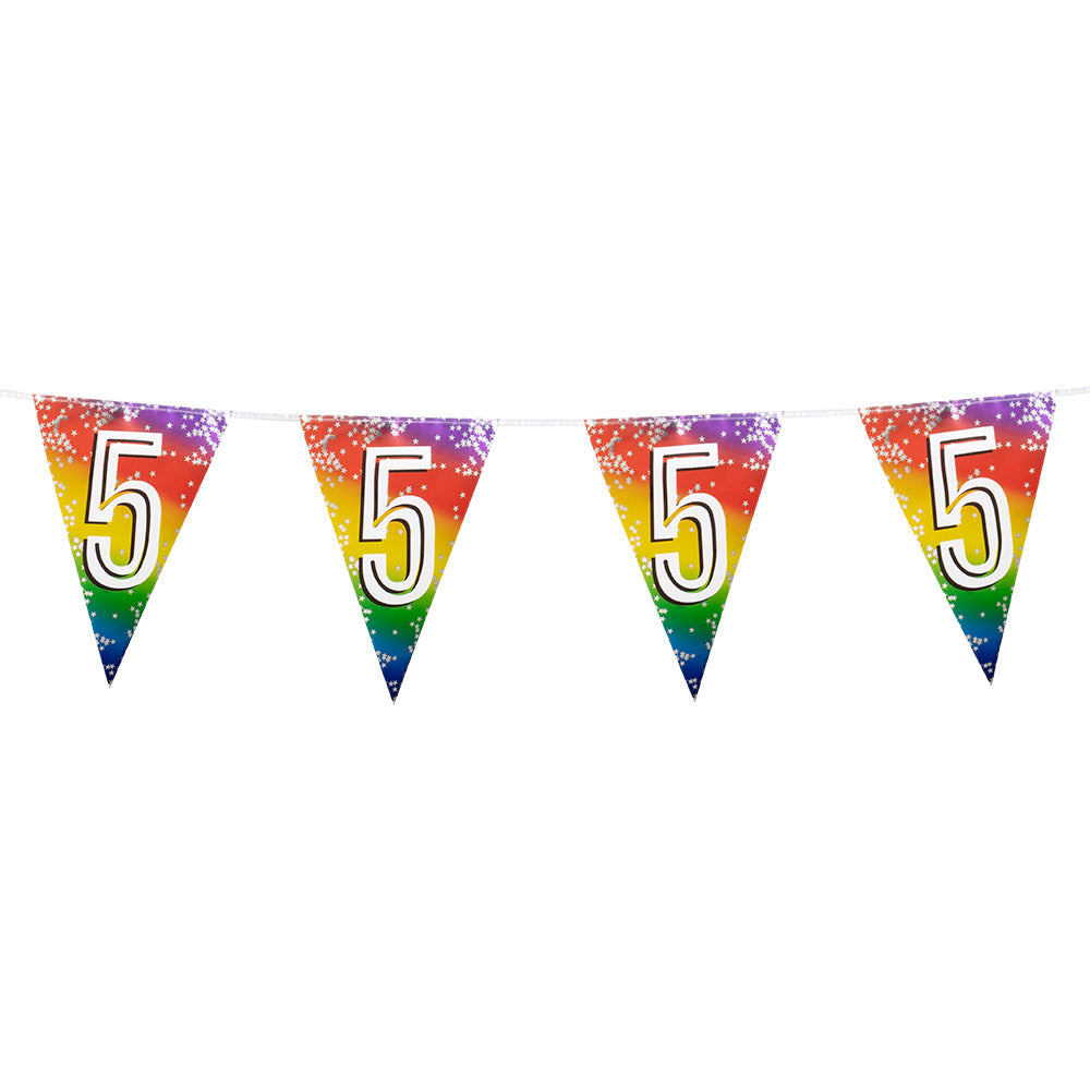 Guirlande Fanions Anniversaire Chiffre 5 Arc-en-ciel