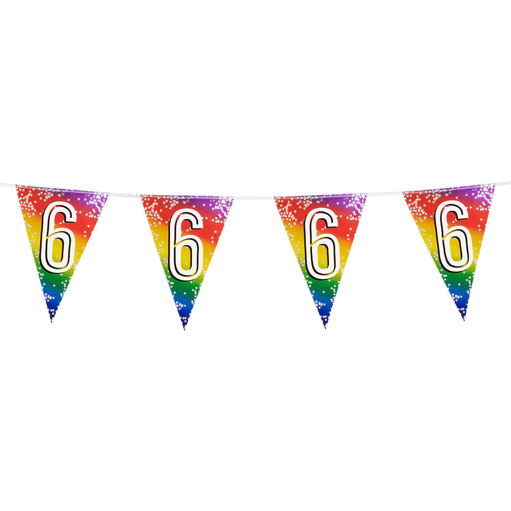 Guirlande Fanion Chiffre 6 Arc-en-ciel Étoiles 30cm