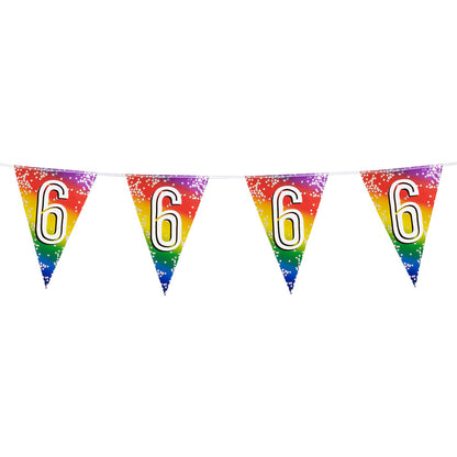 Guirlande Fanion Chiffre 6 Arc-en-ciel Étoiles 30cm