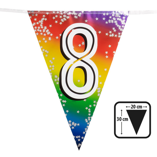 Guirlande Anniversaire 8 ans Arc-en-ciel avec Étoiles