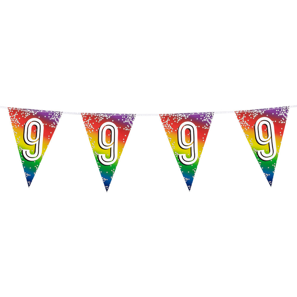 Guirlande Bannière Chiffre 9 Arc-en-Ciel Étoiles