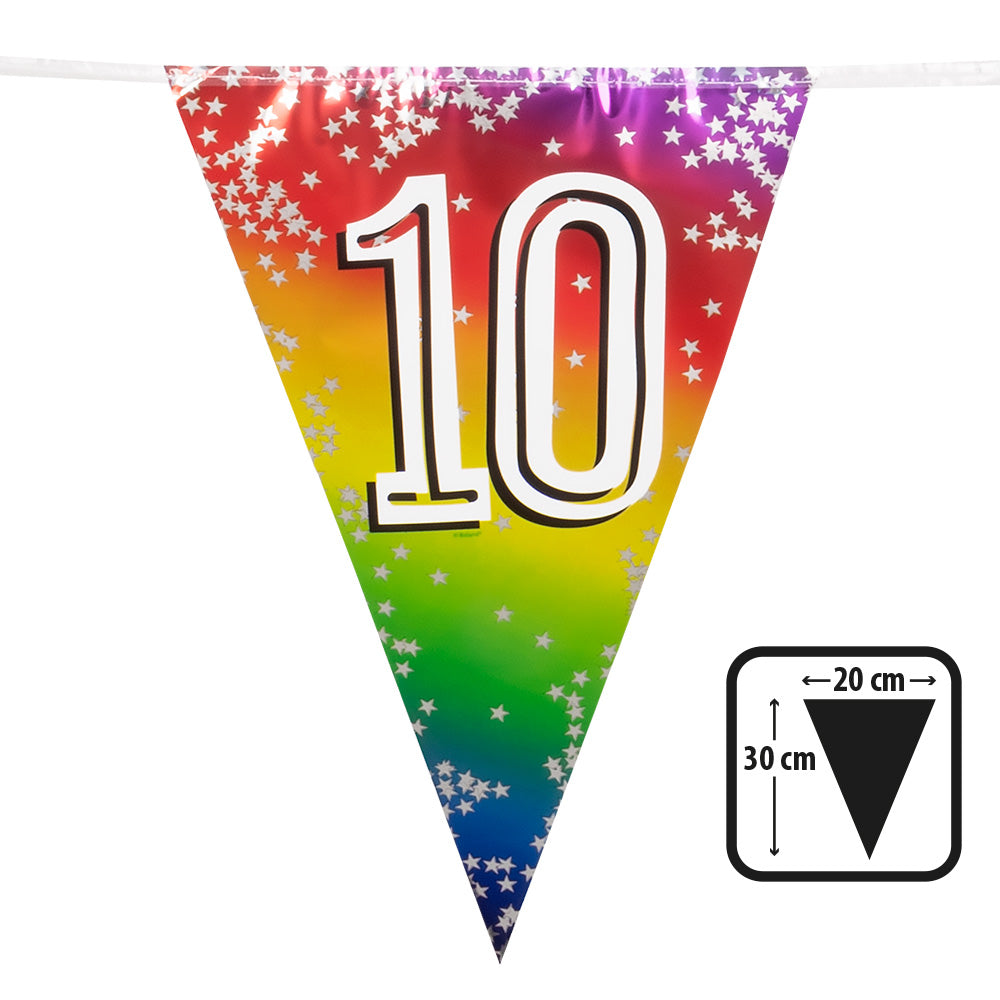 Guirlande Fanions Anniversaire 10 ans Arc-en-Ciel