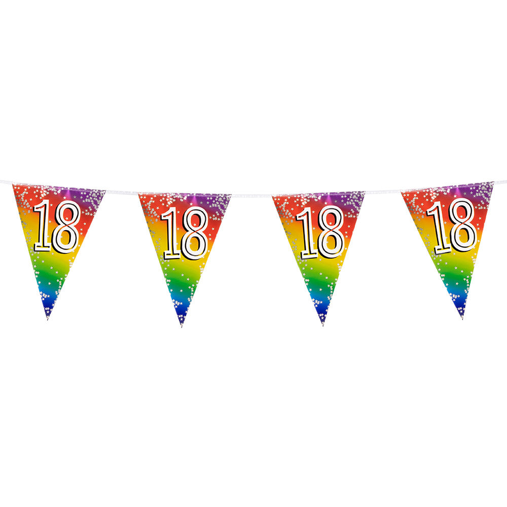 Guirlande Fanion 18 Ans Arc-en-Ciel avec Étoiles