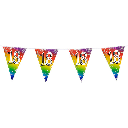 Guirlande Fanion 18 Ans Arc-en-Ciel avec Étoiles