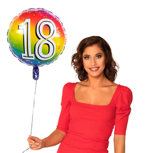 Ballon Hélium Chiffre 18 Arc-en-ciel - Fête Anniversaire