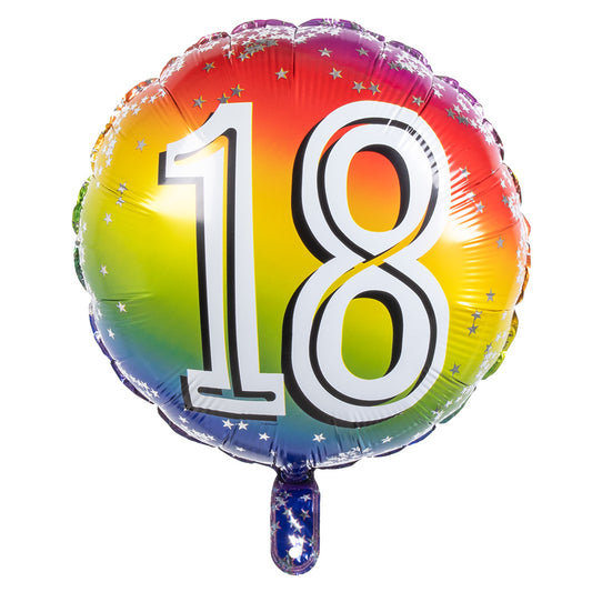 Ballon Hélium Chiffre 18 Arc-en-ciel - Fête Anniversaire