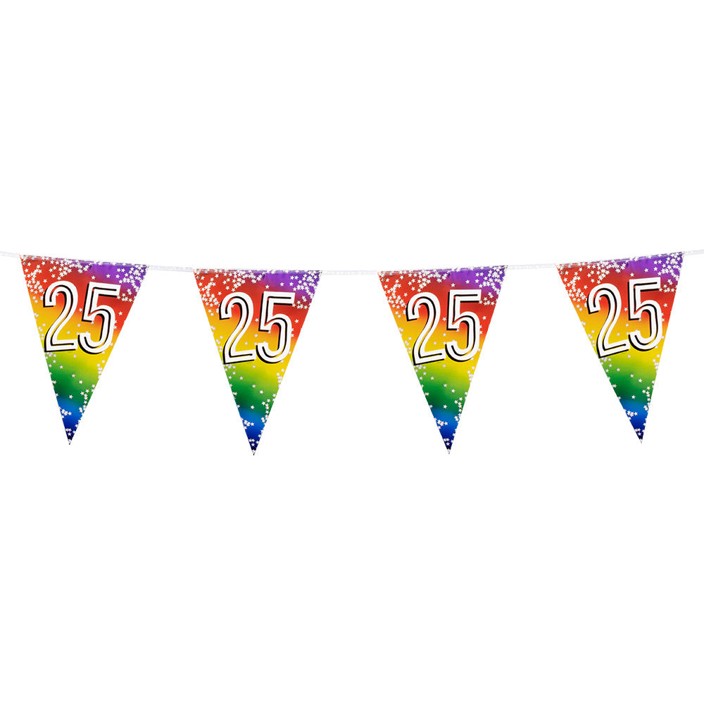Guirlande Fanions Anniversaire 25 ans Arc-en-ciel Étoiles