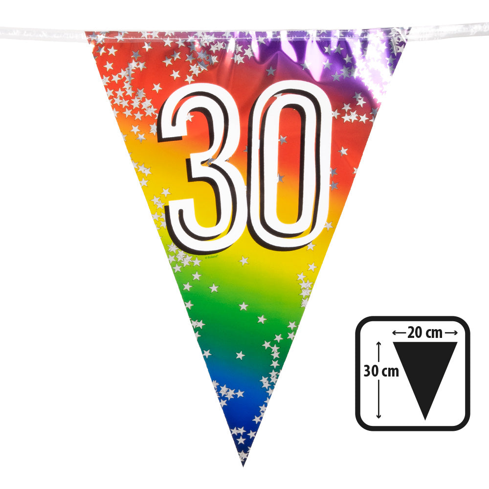 Guirlande Fanions 30 Ans Rainbow - 4 Fanions Colorés