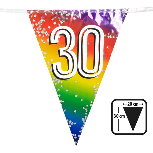 Guirlande Fanions 30 Ans Rainbow - 4 Fanions Colorés