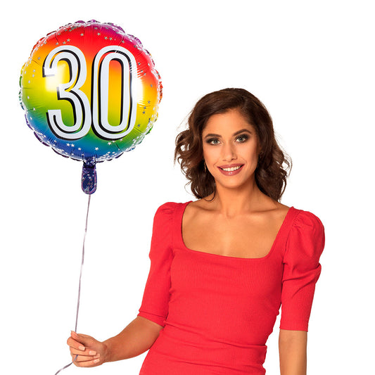 Ballon Hélium 30 Ans Arc-en-Ciel - Fête d'Anniversaire