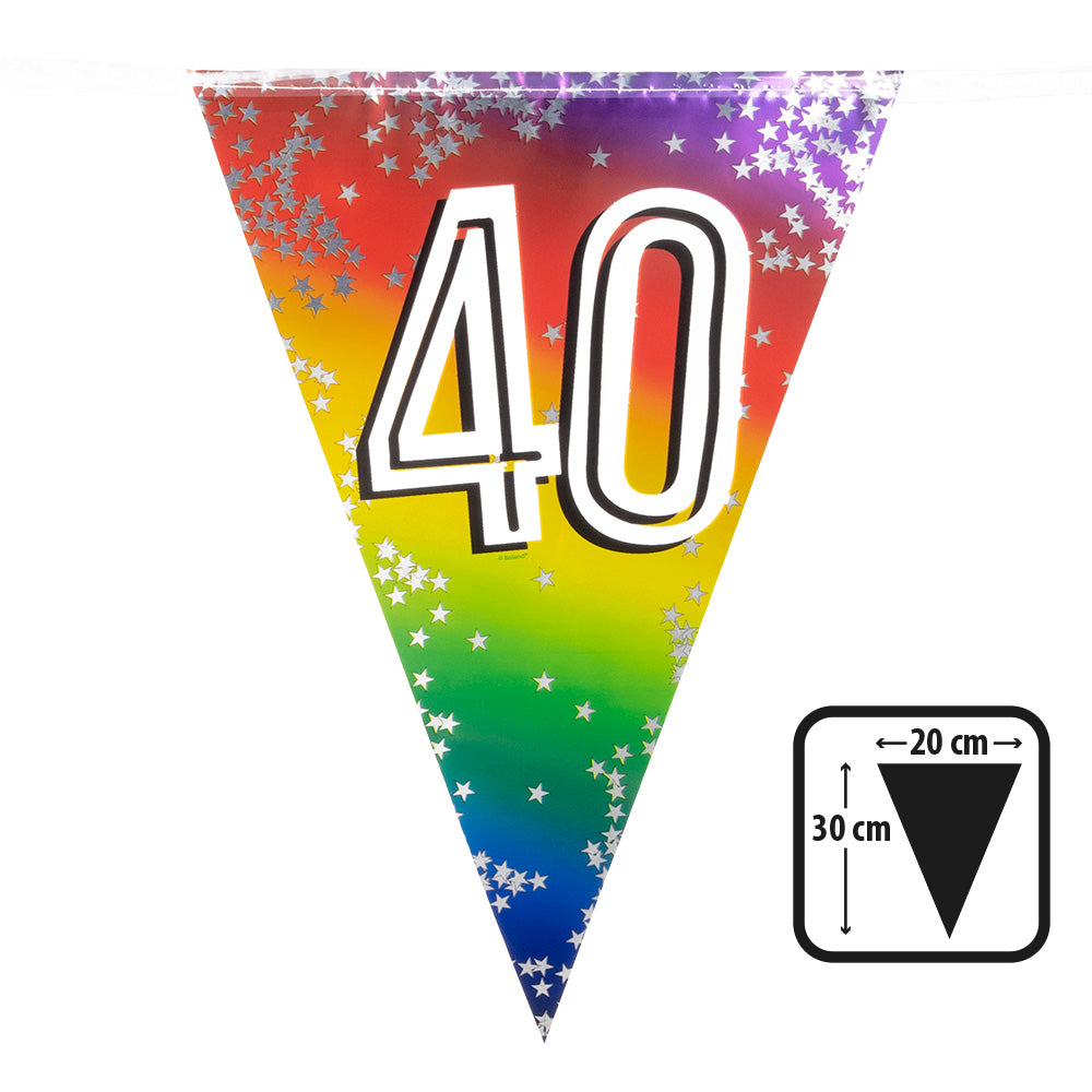 Guirlande Fanions 40 ans Arc-en-ciel avec Étoiles