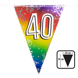 Guirlande Fanions 40 ans Arc-en-ciel avec Étoiles