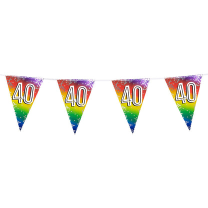Guirlande Fanions 40 ans Arc-en-ciel avec Étoiles