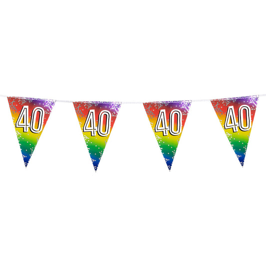 Guirlande Fanions 40 ans Arc-en-ciel avec Étoiles