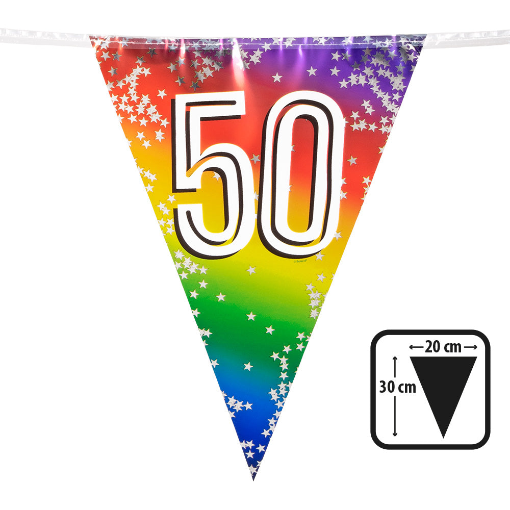 Guirlande Fanion 50 Ans Rainbow - 4m Multicolore Anniversaire