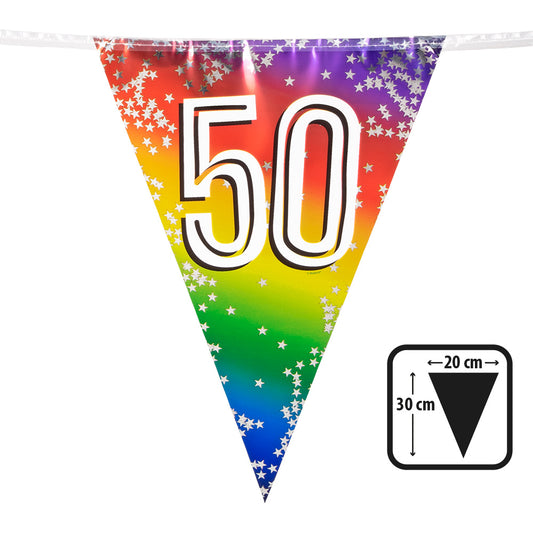 Guirlande Fanion 50 Ans Rainbow - 4m Multicolore Anniversaire