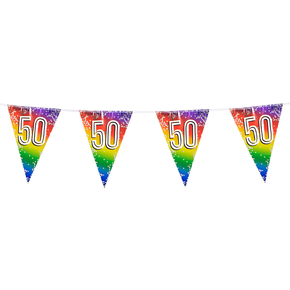 Guirlande Fanion 50 Ans Rainbow - 4m Multicolore Anniversaire
