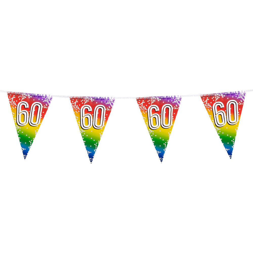 Guirlande 60 ans arc-en-ciel avec étoiles - Décoration anniversaire