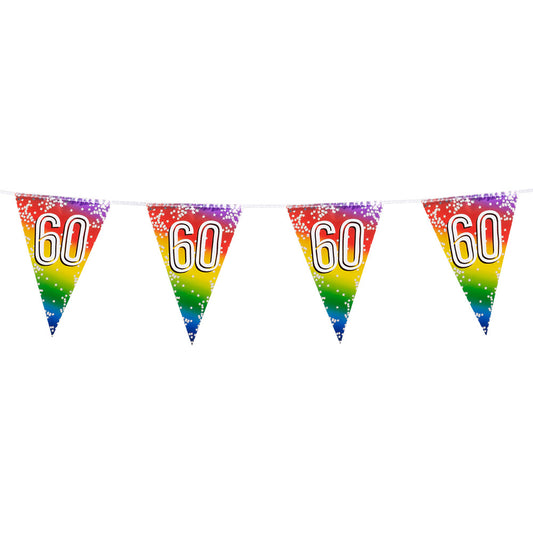 Guirlande 60 ans arc-en-ciel avec étoiles - Décoration anniversaire