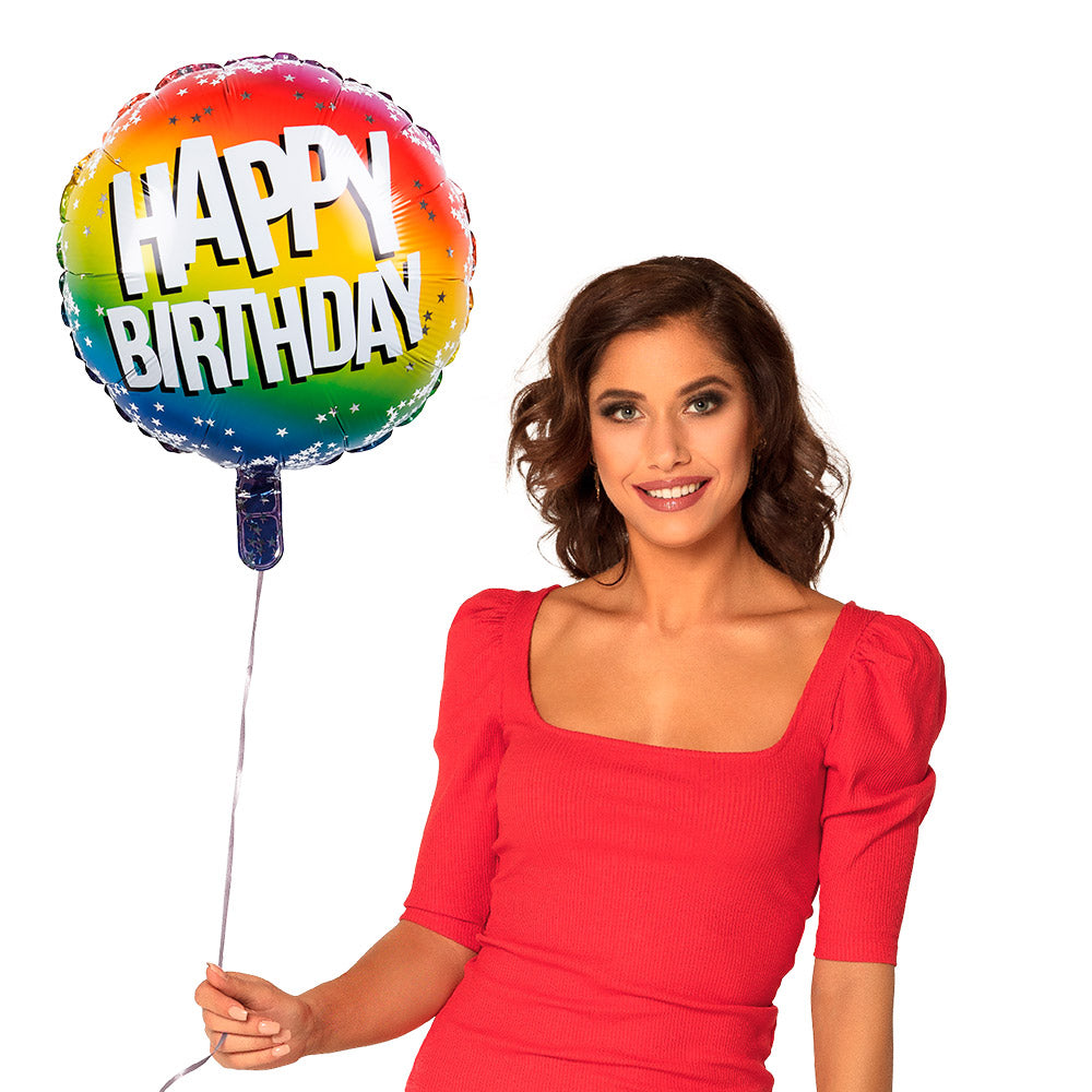 Ballon Hélium Happy Birthday Arc-en-ciel 45cm