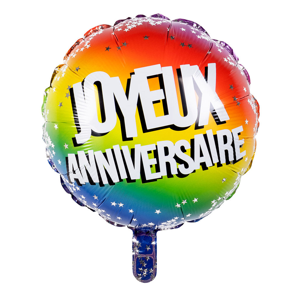 Ballon Hélium Arc-en-ciel Joyeux Anniversaire Multicolore