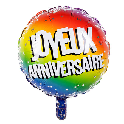 Ballon Hélium Arc-en-ciel Joyeux Anniversaire Multicolore