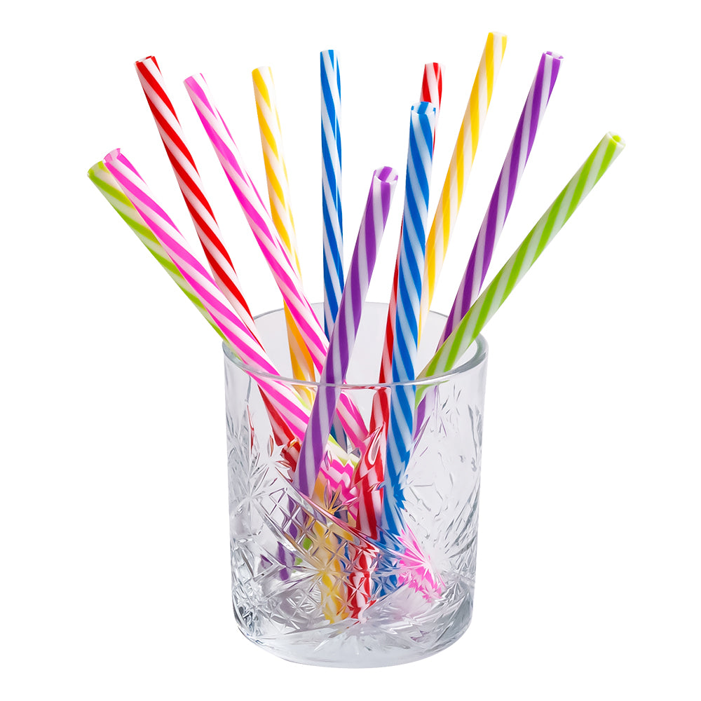 Pailles Spirales Colorées Set de 12 avec Brosse de Nettoyage