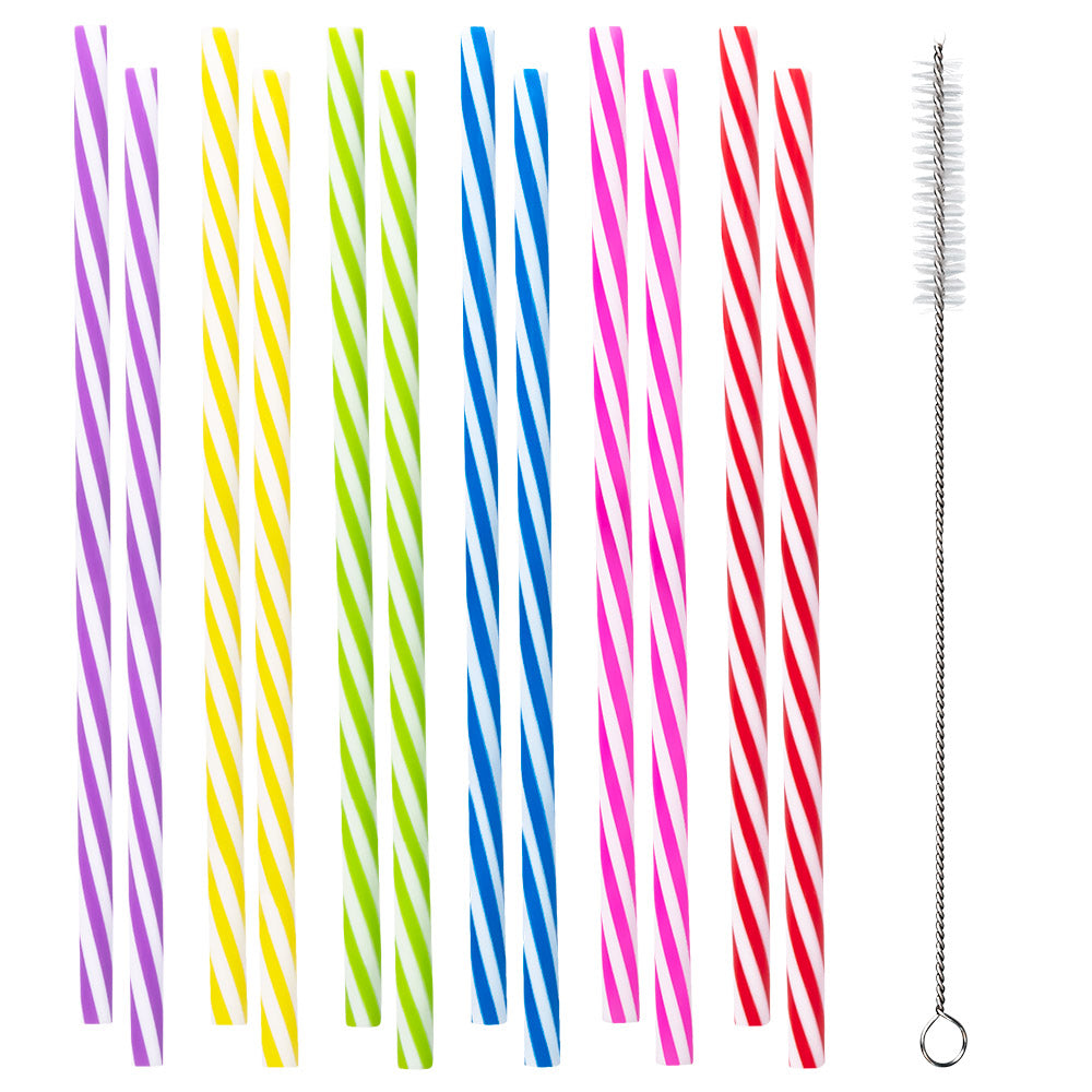 Pailles Spirales Colorées Set de 12 avec Brosse de Nettoyage
