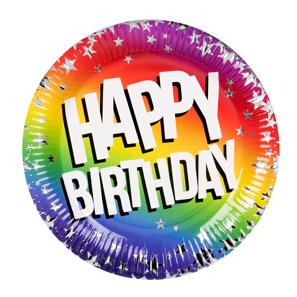 Kit Anniversaire Rainbow Happy Birthday - Assiettes Gobelet Serviettes