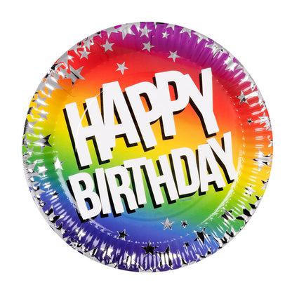 Kit Vaisselle Arc-en-Ciel Happy Birthday - Assiettes & Accessoires Fête
