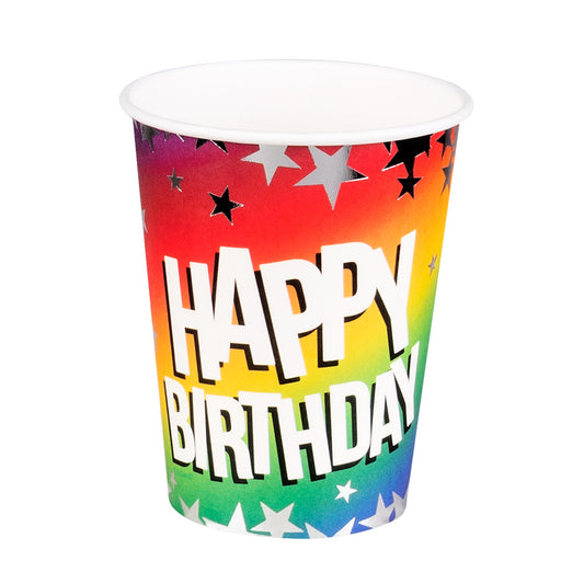 Gobelets Happy Birthday Rainbow - Décoration Fête Colorée