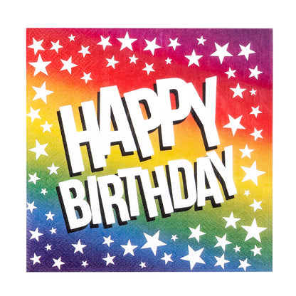 Set de Vaisselle Arc-en-ciel Happy Birthday - 16 Assiettes