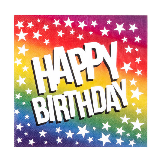 Set de Vaisselle Arc-en-ciel Happy Birthday - 16 Assiettes