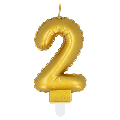 Bougie Chiffre 2 Or - Décoration Gâteau Anniversaire