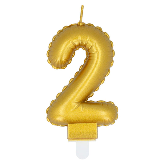Bougie Chiffre 2 Or - Décoration Gâteau Anniversaire