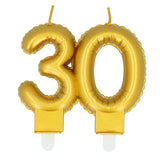 Bougies Chiffres 30 Ans Or - Cake Topper Anniversaire