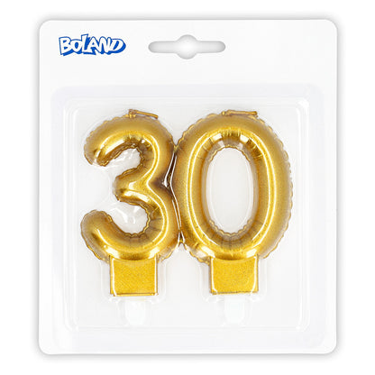 Bougies Chiffres 30 Ans Or - Cake Topper Anniversaire