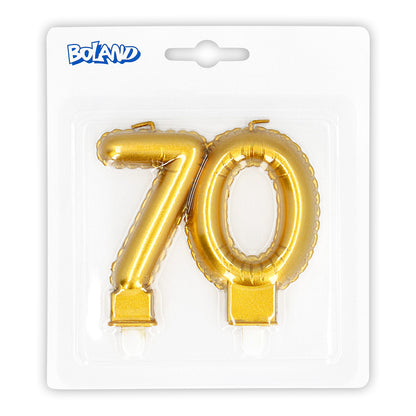 Bougies Chiffres 70 Doré - Décoration Gâteau Anniversaire