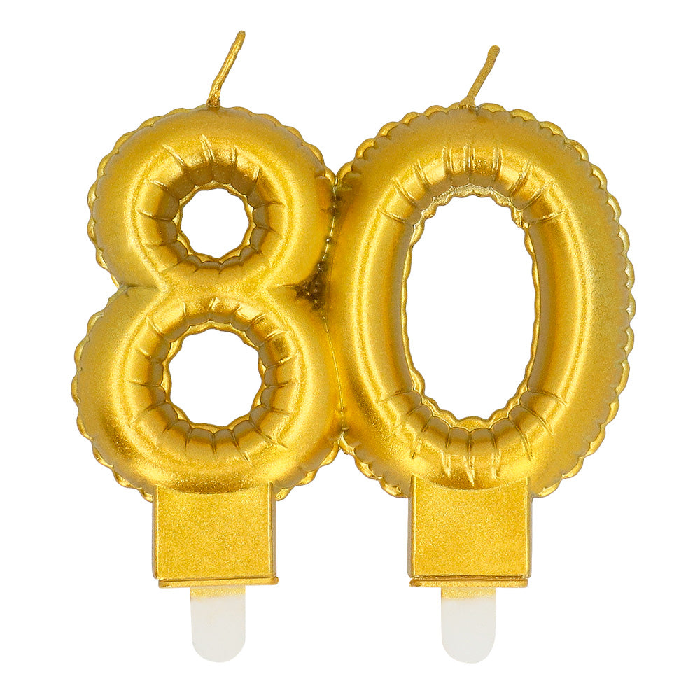 Bougies Chiffres 80 Dorées - Décoration Gâteau d'Anniversaire