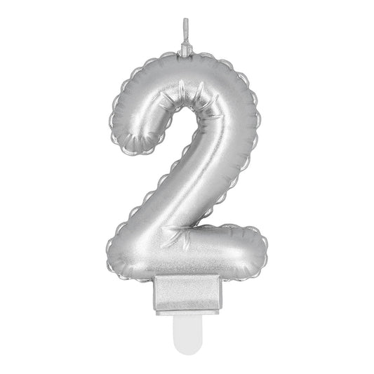 Bougie Chiffre 2 Argent - Décoration Anniversaire Élégante