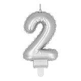 Bougie Chiffre 2 Argent - Décoration Anniversaire Élégante
