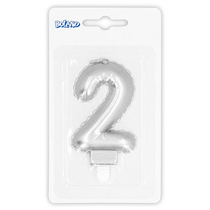 Bougie Chiffre 2 Argent - Décoration Anniversaire Élégante