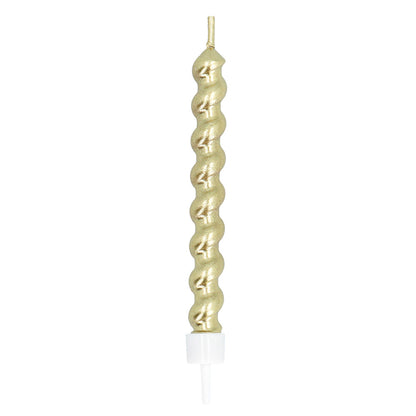 Bougies Spirales Dorées Numéro 4 - Set de 6
