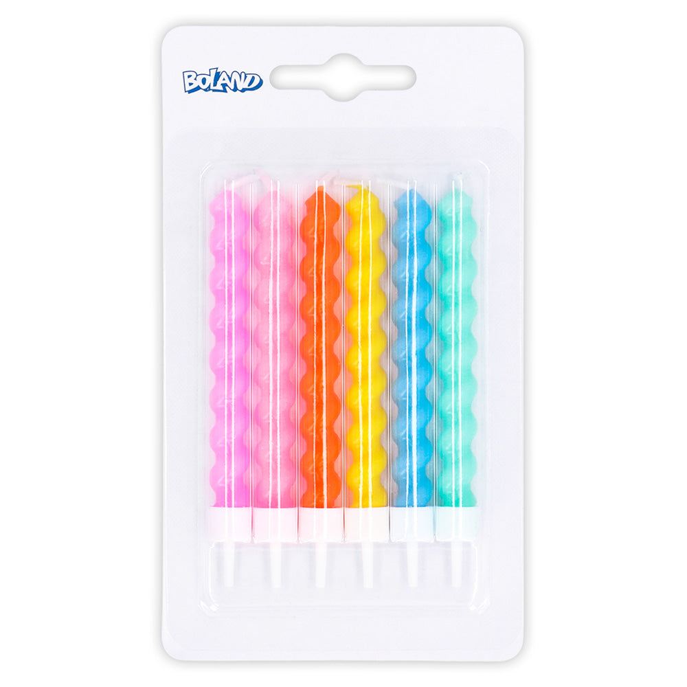 Bougies d'anniversaire ondulées colorées - Lot de 6