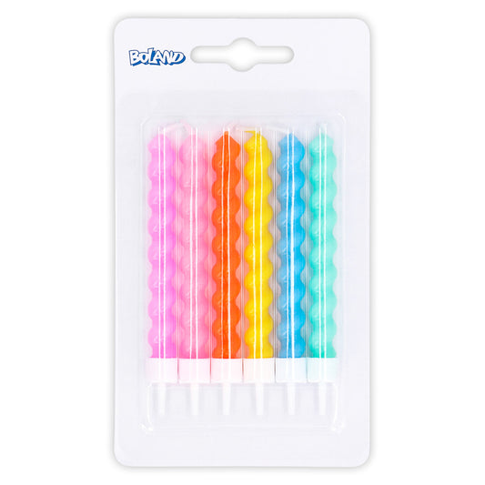 Bougies d'anniversaire ondulées colorées - Lot de 6