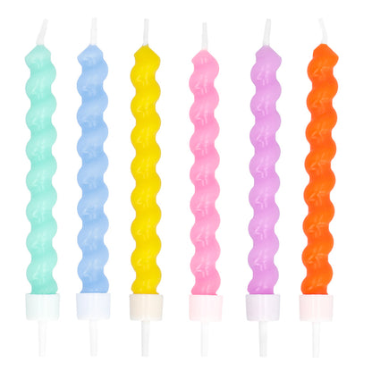 Bougies d'anniversaire ondulées colorées - Lot de 6