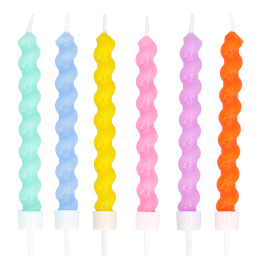 Bougies d'anniversaire ondulées colorées - Lot de 6